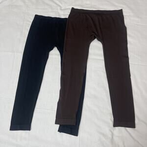 2 Women Capri Length Buttery Soft Elastic Leggings Yoga Gym One Size Black Brown